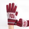 Autumn and Winter Cold Proof and Warm Knitted Gloves Christmas Style Plus Velvet Thickened Double Layer Touch Screen Gloves for Adults