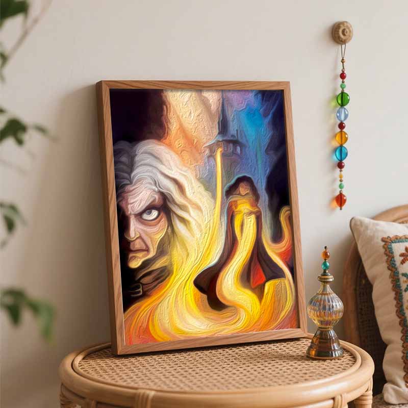 Disney Oil Painting Art Painting Set Mother Gothel Rapunzel Home Wall Decor Handmade Gift
