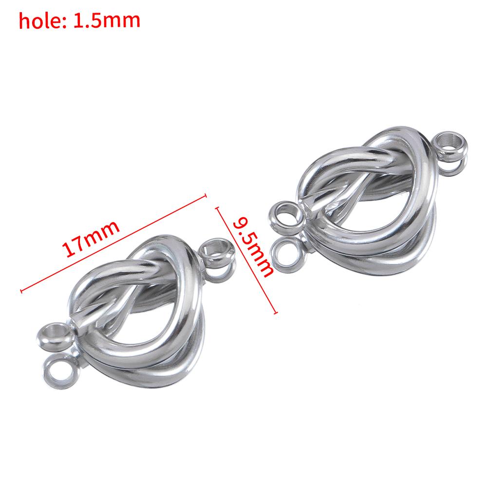 No Fade 5pcs Stainless Steel Twist Knot Connectors Double Hole Charms Pendants For DIY Handmade Bracelet Necklace Jewelry Making