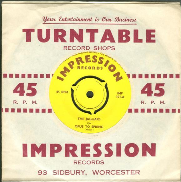 

7inch Record JAGUARS - Opus To Spring IMP101 Impression Reco 1963 UK Rock Used