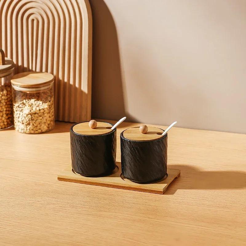 Haushalt Keramik Gewürzflasche Glas Gewürzbox Chili Salz Zucker Glas Mononatriumglutamat Gewürzbox Küchenzubehör