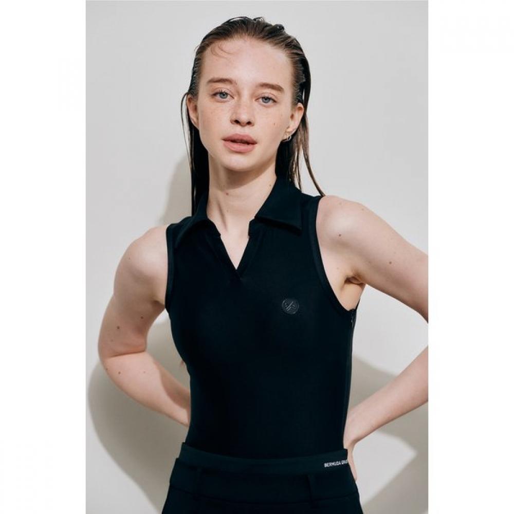 Bermudagrass Halterneck Rib Bodysuit Black Single option