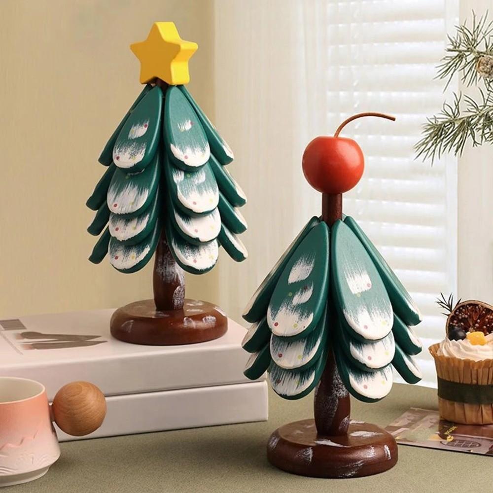 Non-Slip Base Christmas Tree Coasters Foldable Dish Mats Christmas Gift Bowl Mats  Christmas Party