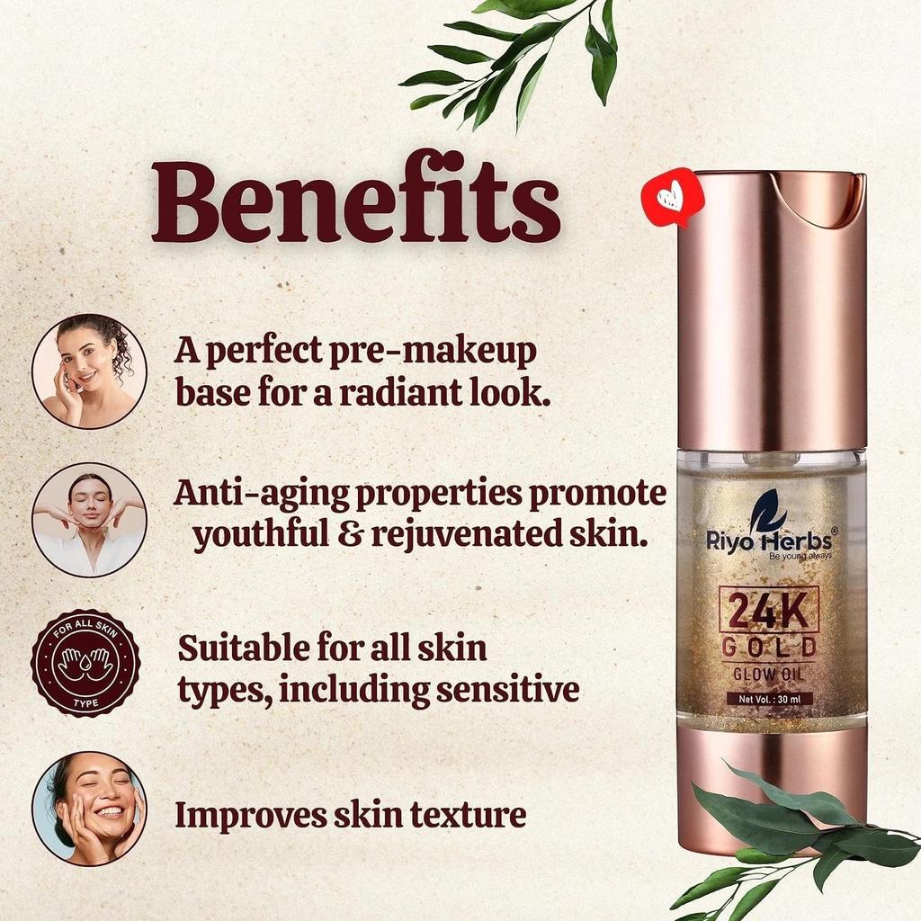 Riyo Herbs 24K Gold Glow Oil For Skin Brightening 30ml