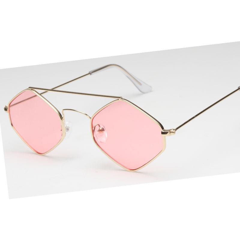 Small Metal Frame Rhombus Sunglasses Women New Fashion Polygonal Vintage Alloy Ladies Sun Glasses Cat Eye Black Gold Shades