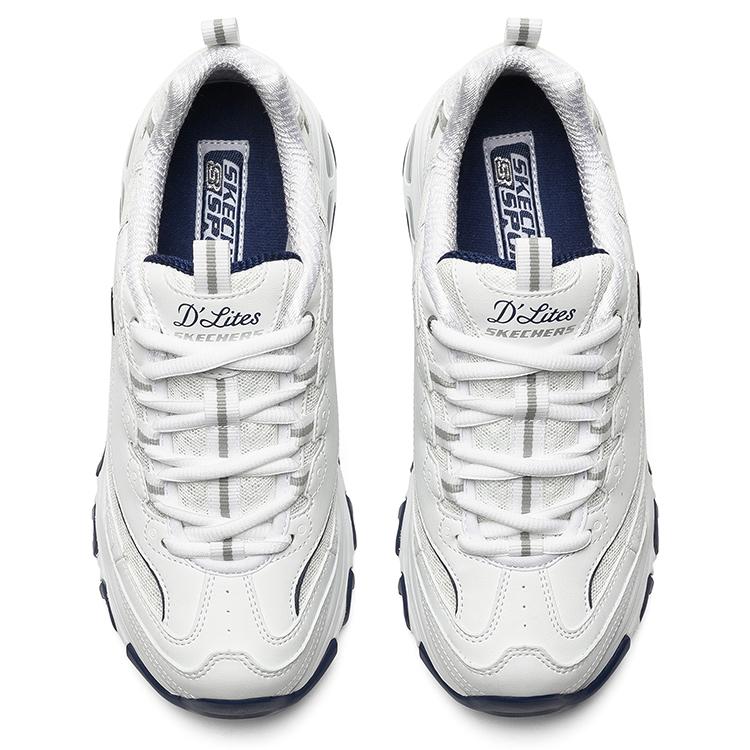 Skechers D'Lites 1.0 Height Increasing Low Top Chunky Sneakers Women's White Blue 99999863-WNV