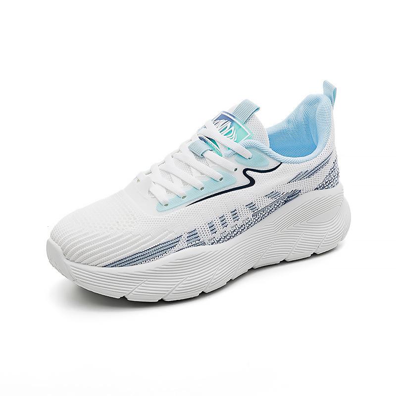 

Летающие тканые спортивные туфли женские весенние новые парные дышащие на толстой подошве для бега повседневные туфли 40 [Female code] светло-синий