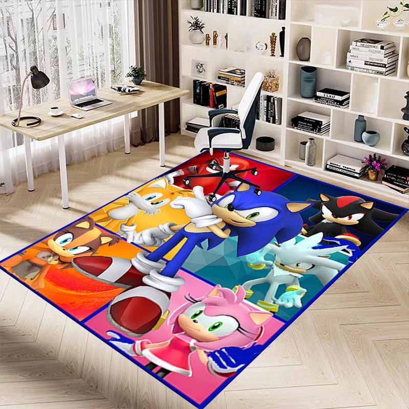 Sonic Hedgehog Characters Carpet For Playroom Bedroom Living Room Sofa Home Decorkids Game Area Rug Nonslip Floor Mat