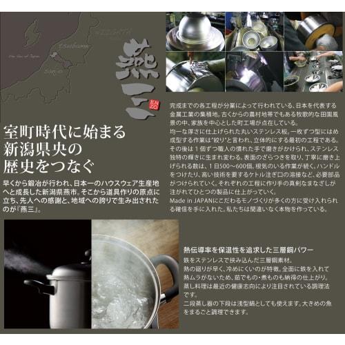 Wahei Freiz Pasta Pot, 22cm, Tsubamesan, IH Compatible, Triple-Layer Steel, EM-8126