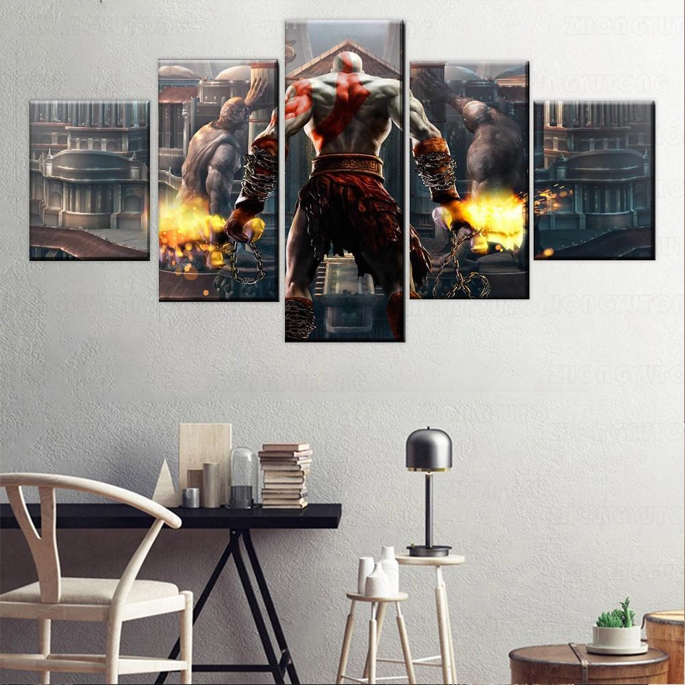 

5 Panels Canas Wall Arts Game Poster God of War Kratos Back Shadow Picture Print Home Decor Living Room Bedroom Mural Artwork 20x35 20x45 20x55cm