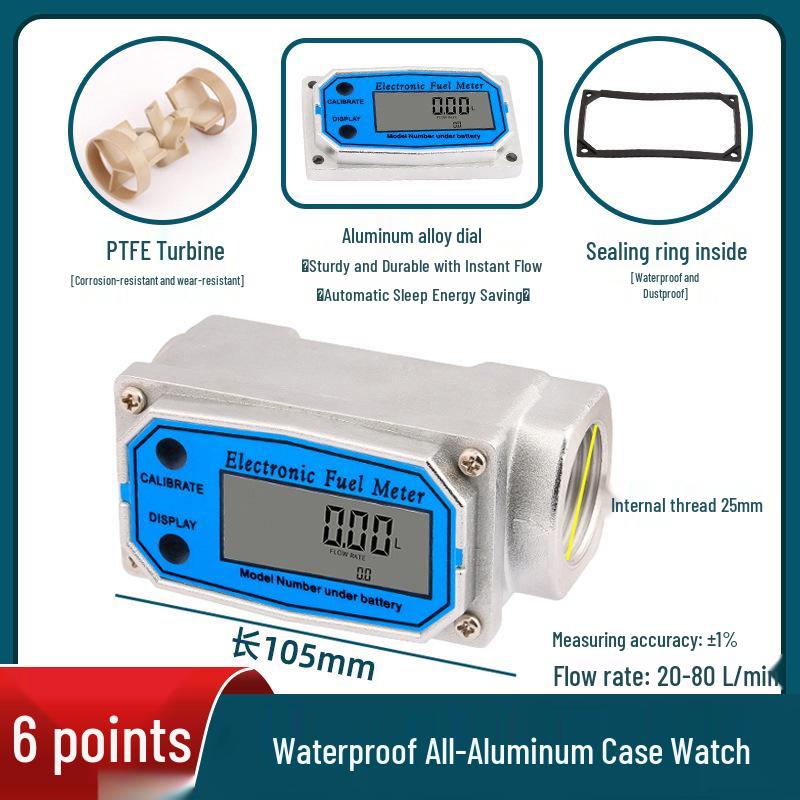 Aluminum Alloy Digital Flow Meter for Methanol, Diesel, Gasoline, Kerosene, Chemical Water – K24 Electronic Liquid Turbine Meter