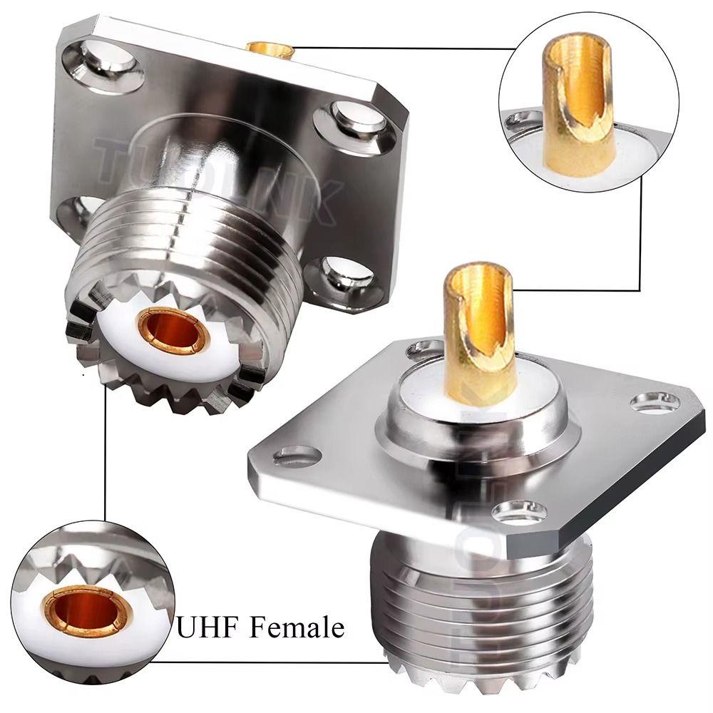 2Pcs PL259 Solder Cup Chassis Mount Connector SO239 RF Coax Adapter Flange Panel Coaxial Connector