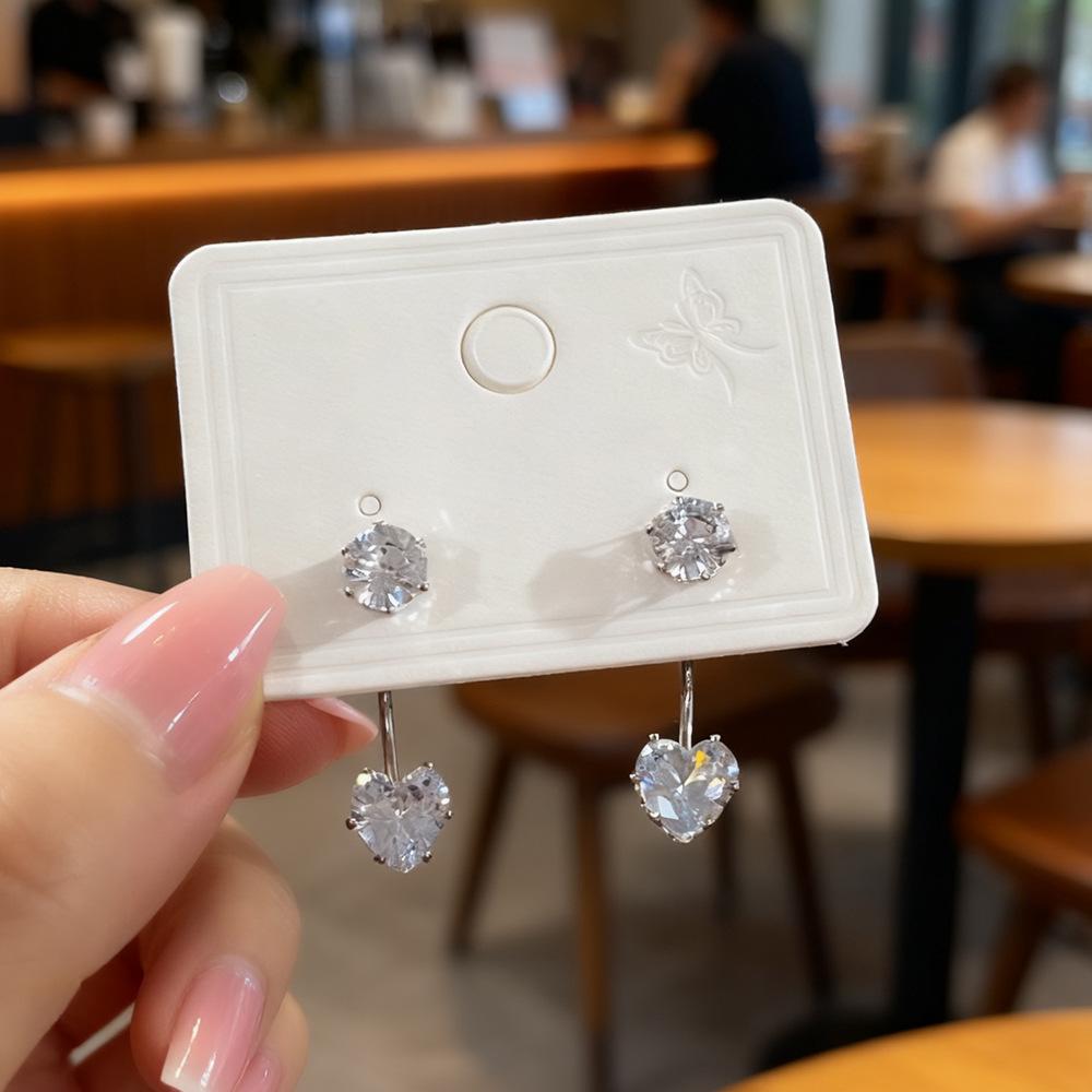 Small temperament geometric flash zirconium stud earrings, five-pointed star love, a two-wear rear-hanging earrings, going out commuting earrings.