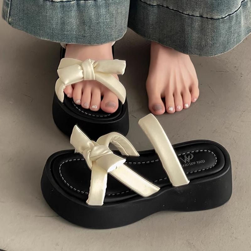 Mode Ballerinas Damen Hausschuhe Schleife Plateau Designerschuhe Mode Kleid Sommer Damen Sandalen 2025 Lässige Pantoletten Luxus Zapatos Mujer