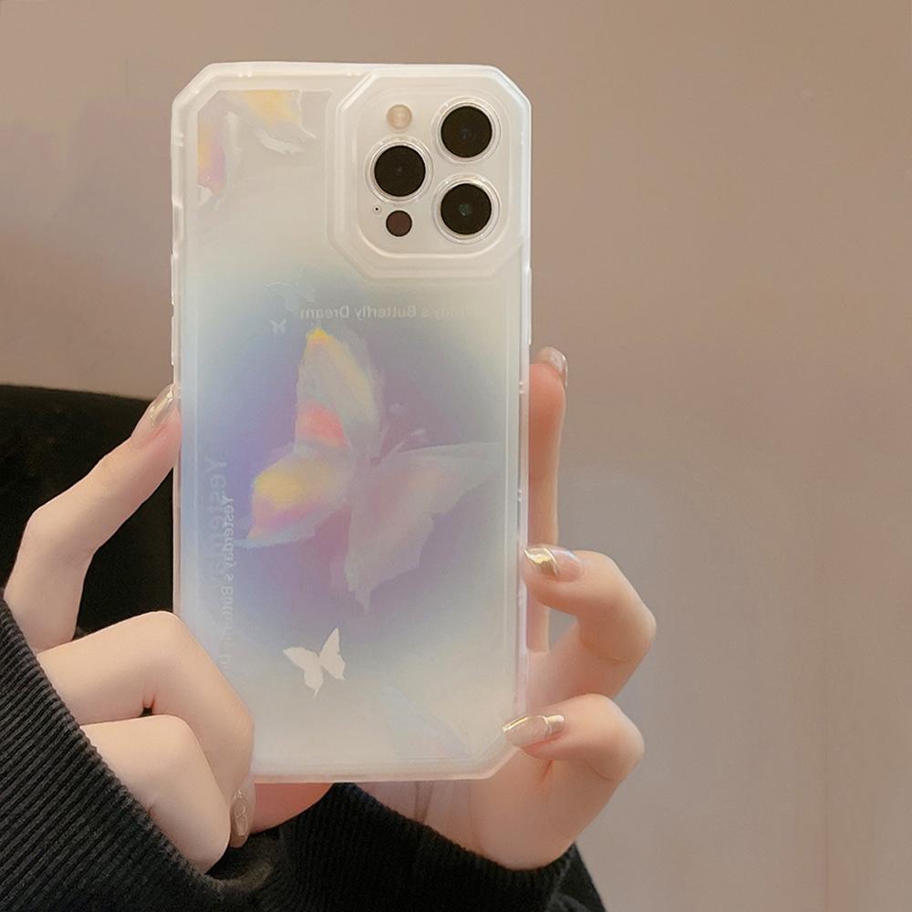 Dearm Butterfly Silikon stoßfeste weiche süße Handyhülle für iPhone 12 13 14 Pro Max 11 Xr Xsmax Xr 7 8 Plus Cartoon Cover Shell