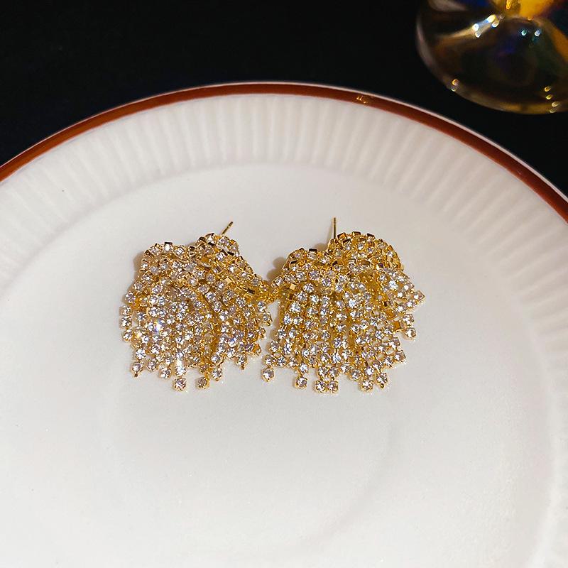 

Серьги «Бриллиантовый фейерверк» с посеребренными и позолоченными иглами и бриллиантами - Роскошные, модные и элегантные женские серьги Silver Needle золотой