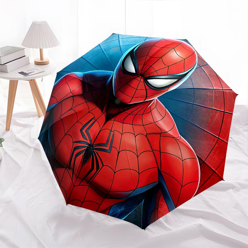 1 Auto Open Spider Man, Web Slinger Themed Colorful 8 rib Portable Umbrella for Men and Women, A Compact Commuting Companion Suitable for Da
