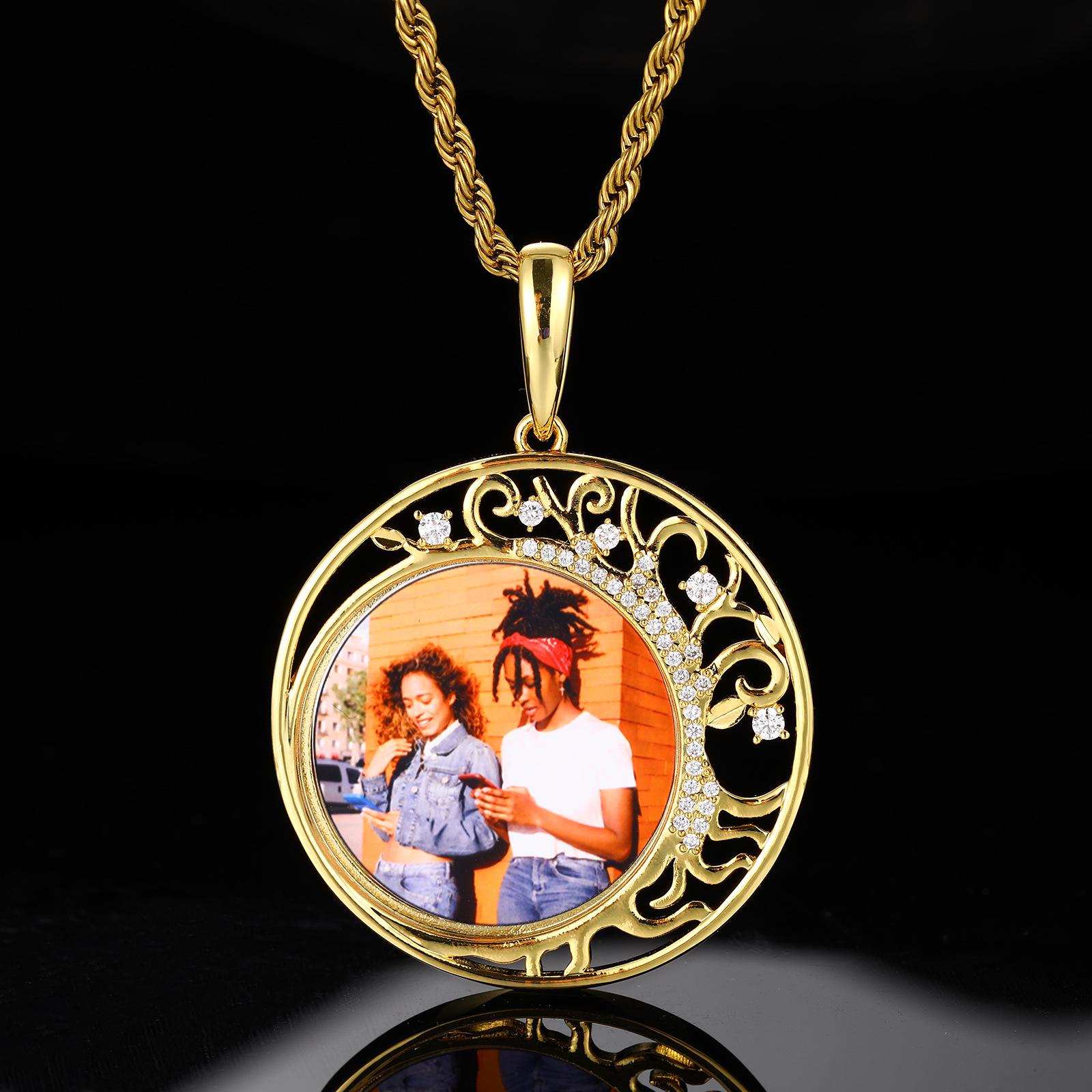Personalized Hip Hop Zircon Photo Pendant Necklace – European & American Style