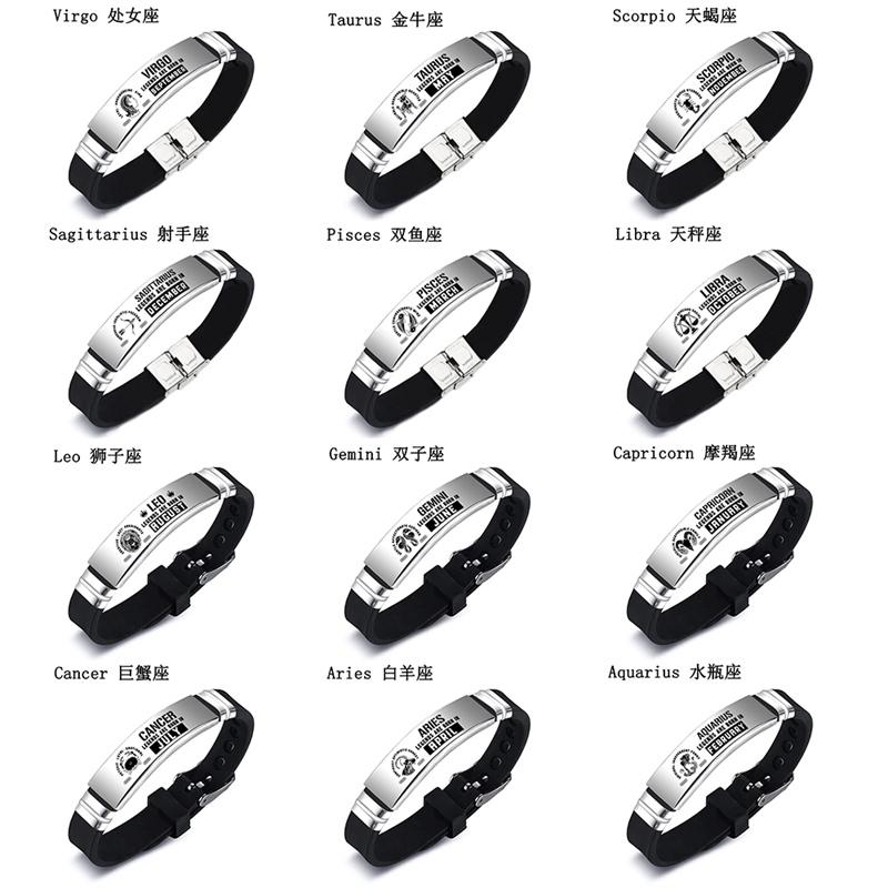 Semn zodiacal Taur Gemeni Rac Brățări Bijuterii pentru cuplu 12 Constelații Bratara din oțel inoxidabil Accesorii pentru bijuterii