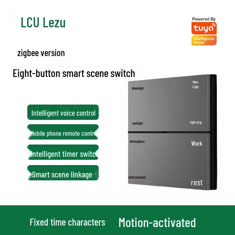 Graffiti Zigbee 8-Key Smart Scene Switch with Alexa & Google Voice Control Gold PC Finish