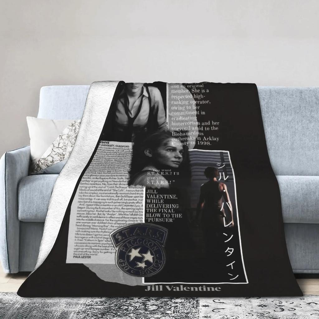 Residents Evils Jill Valentine Super Soft Plush Throw Blanket for Kids and Adults Funny Couch Chair Flannel Bedspread Cover