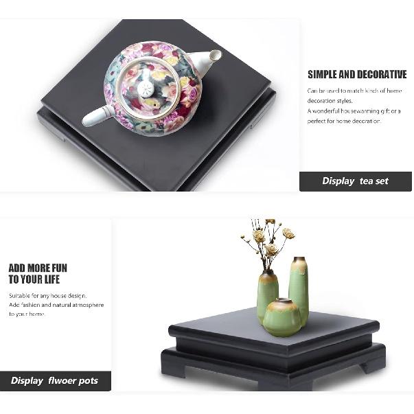 

Подставка для вазы, Черная деревянная подставка-пьедестал, Подставки-пьедесталы для демонстрации, Деревянные подставки высотой 7,6 дюйма для вазы, чайного сервиза, Будды, камня, для столешницы на ферме, для кухни