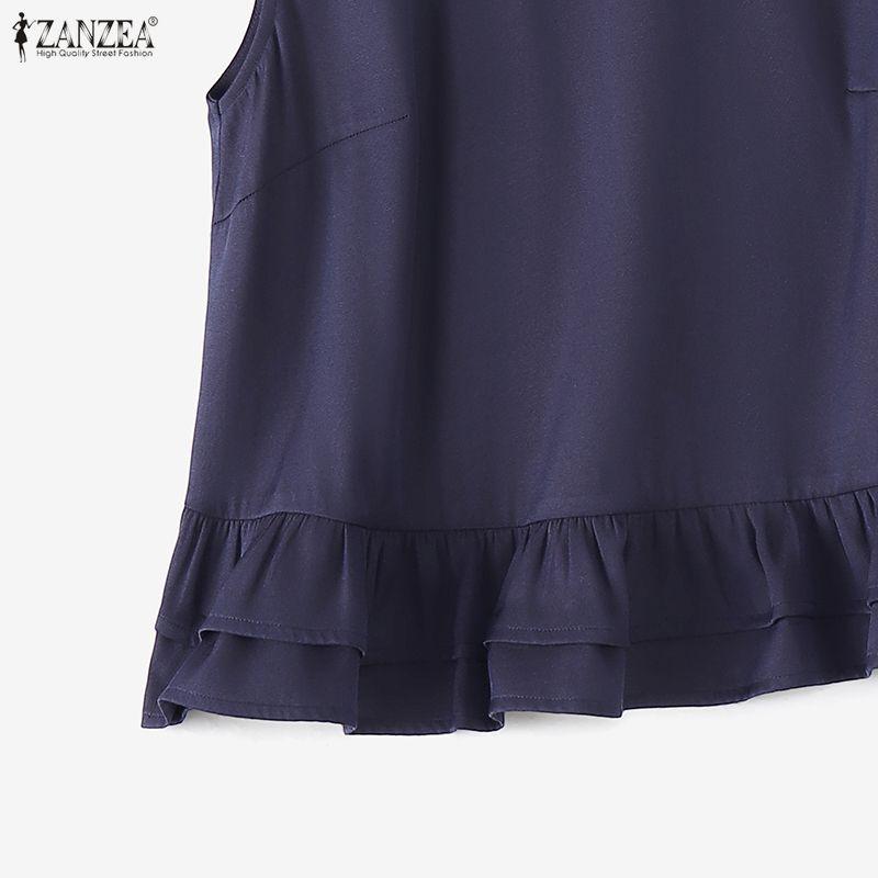ZANZEA Women Casual Round Neck Summer Sleeveless Tank Tops