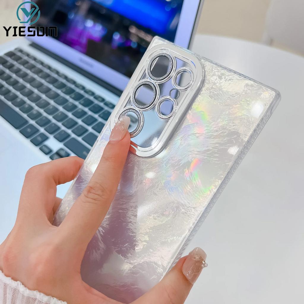 Laser Fold Tinfoil Phone Case for Samsung Galaxy S26 S25 S24 S23 Ultra S26 Plus S24FE Shockproof Glitter Camera Protection Cover