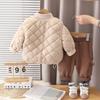 Boys' 3-piece long sleeved set, 0-5 years old Children's warm vest+stand collar thick top+casual pants, Boys' fashionable set
