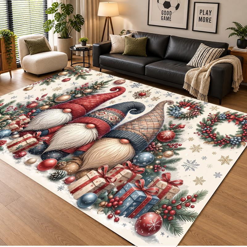 Christmas Theme Floor Carpet, Soft Area Rug, Xmas Indoor Home Holiday Decoration