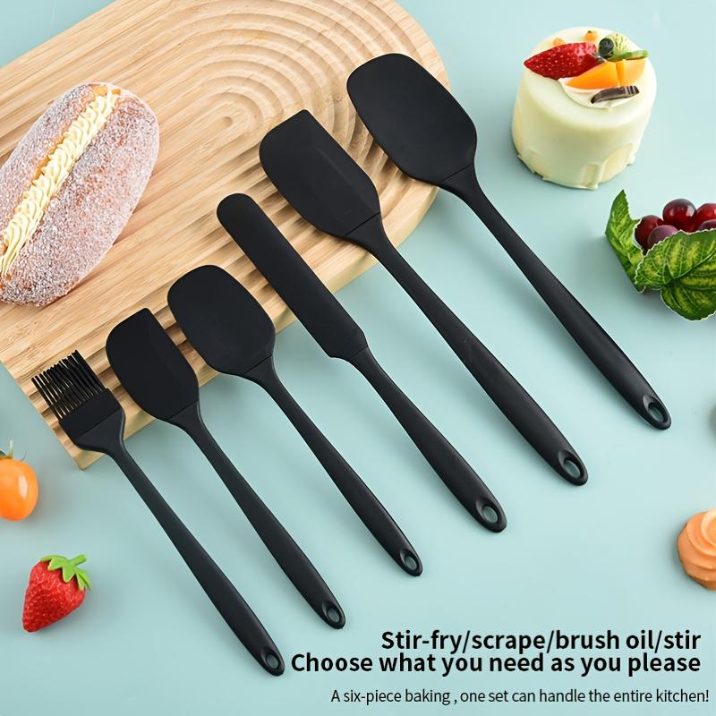 6-Piece Silicone Baking Tools Set, Macaron Color Spatulas Scrapers Oil Brush for Cooking Cake Cream Cheese