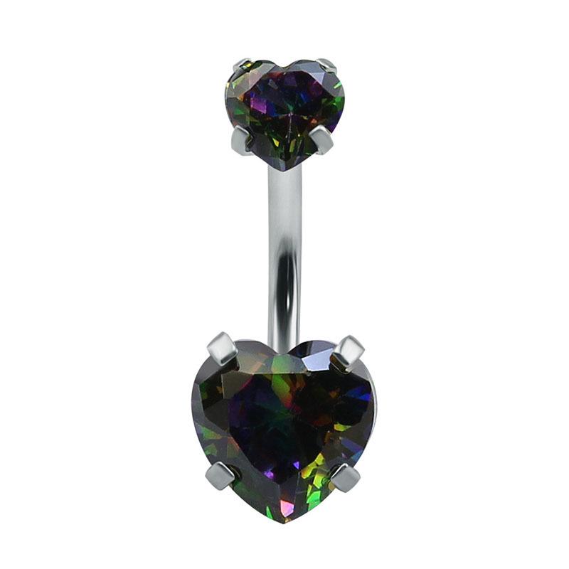 Heart-Shaped Zircon Titanium Steel Navel Rings - Customizable European & American Design (2022)