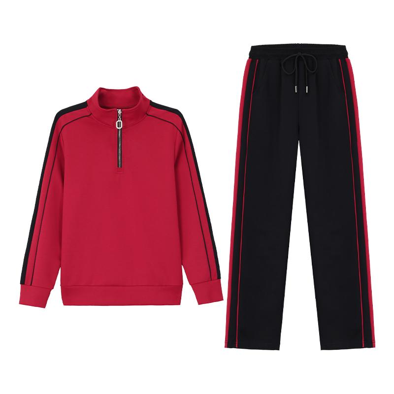 Fashion Women Half Zip Stand Collar Sportswear Suit Casual Spring Autumn Outdoor Sports Two Piece Tracksuit for Ladies