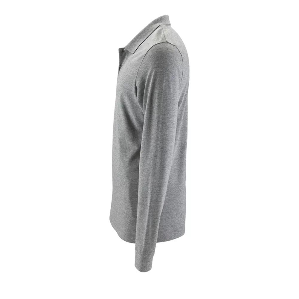 Mens Perfect Melange Pique Long-Sleeved Polo Shirt