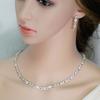 Zircons 3 Pcs CZ Green Crystal Bracelet Necklace and Earrings Sets Luxury Women Wedding Accessories Bride Jewelry Set T030