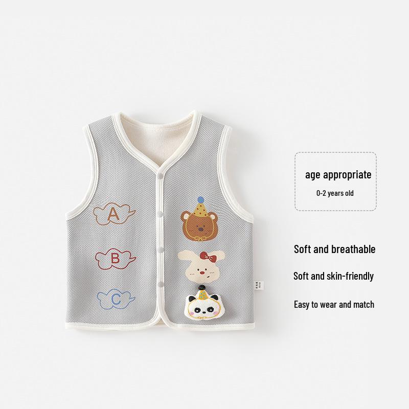 

Детский милый осенне-зимний теплый жилет без рукавов: Унисекс кардиган для мальчиков и девочек 100cm серый