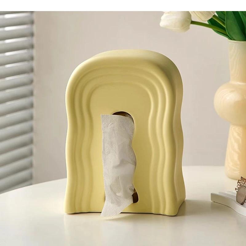 Wave Arched Ceramic Tissue Box Household Tea Table Napkin Paper Removable Home Decoration Accessories