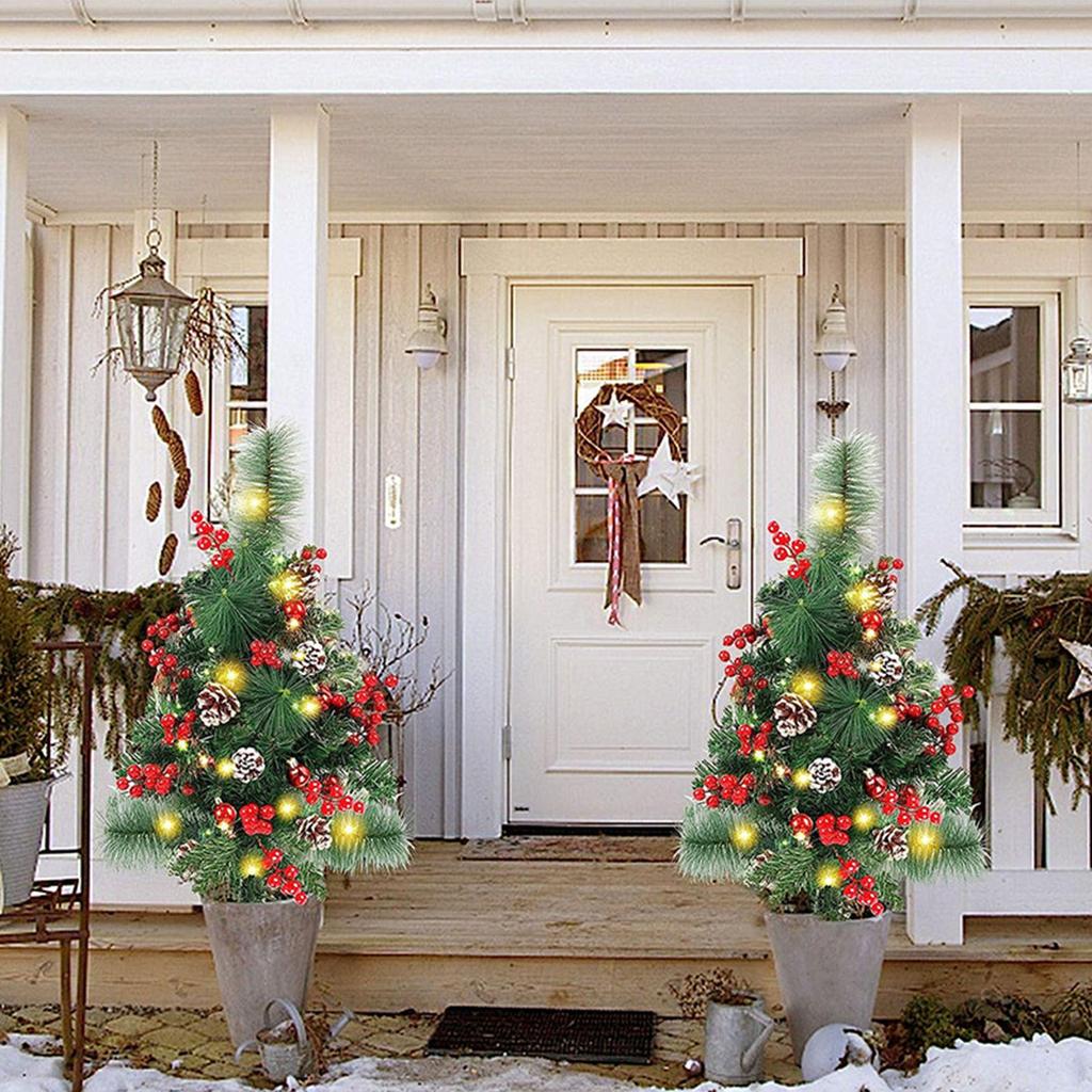 Solar Xmas Tree Garden Stake Lights Outdoor Xmas Tree Lighted Yard Decorations