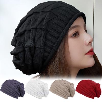 Winter Knitted Hat for Women Baggy Slouchy Beanie Hats Outdoor Warm Cap Bonnet Female Snow Skiing Warm Woolen Caps