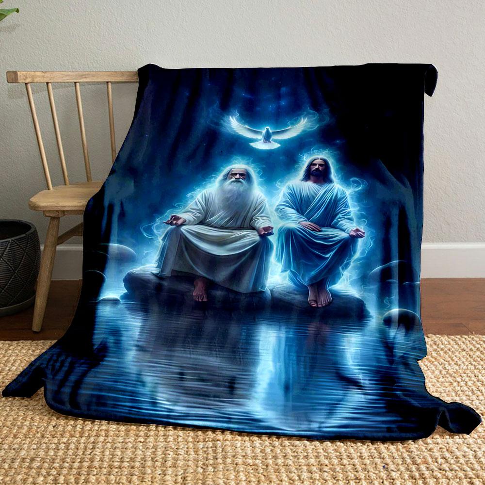 

Holy Trinity Glow Blanket Printed Blanket for Living Room Bed Couch lunch break Soft Cozy Blanket for Friend s festival Gift 80cm x 120cm