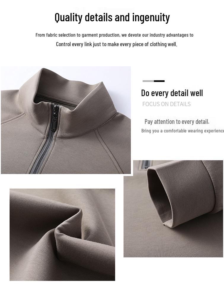 Men's Half-Zip Long-Sleeve Stand Collar T-Shirt, New Arrival for Spring/Autumn, Solid Color, Stylish Base Layer for Middle-Aged & Young Men