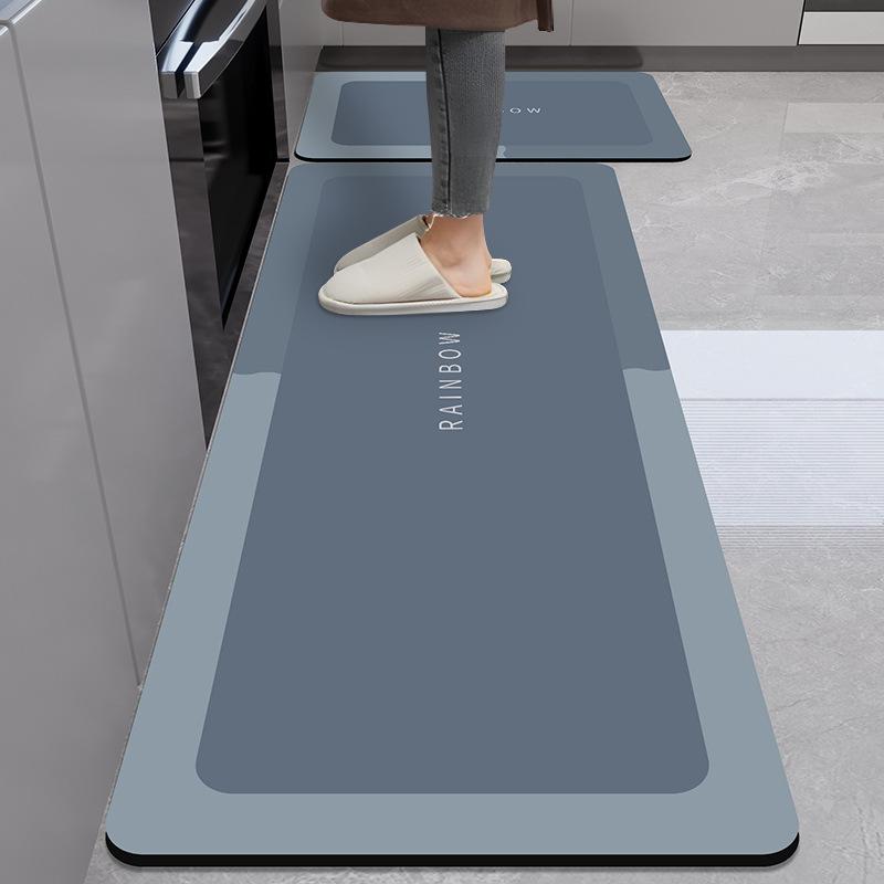 Marble Pattern Kitchen Anti-Oil Diatom Mud Mat: Water-Absorbing, Quick-Drying, Non-Slip, Easy-Care.