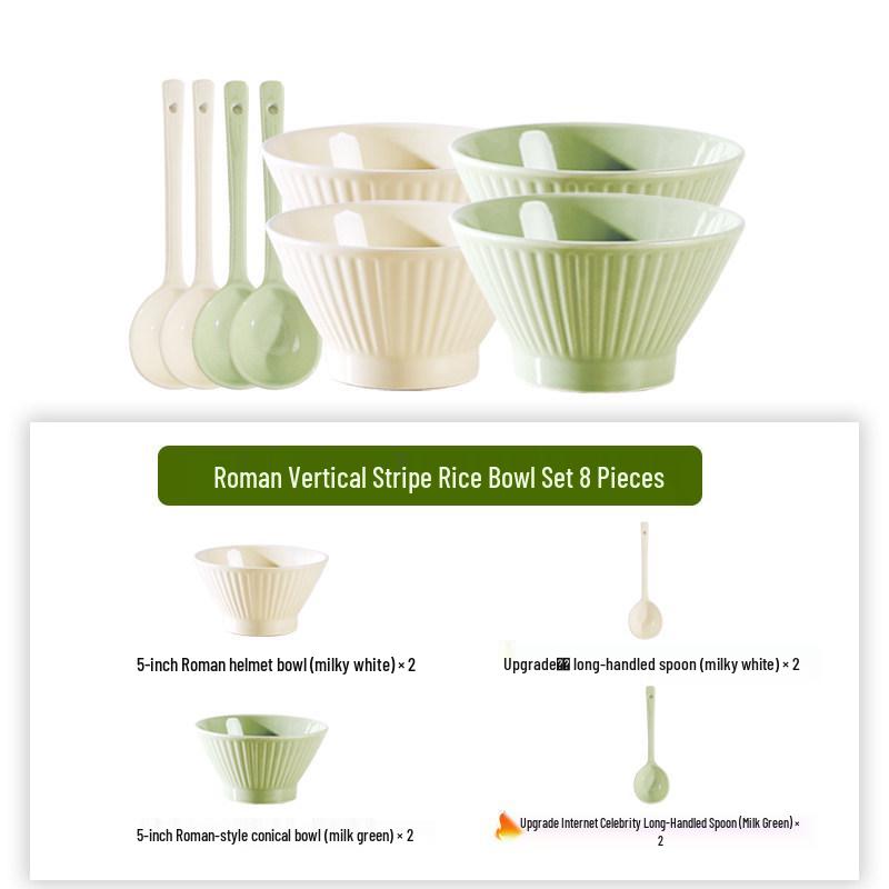 Set of 6 Cream-Colored 5-Inch Creative Rice and Soup Bowls - New Trendy Design