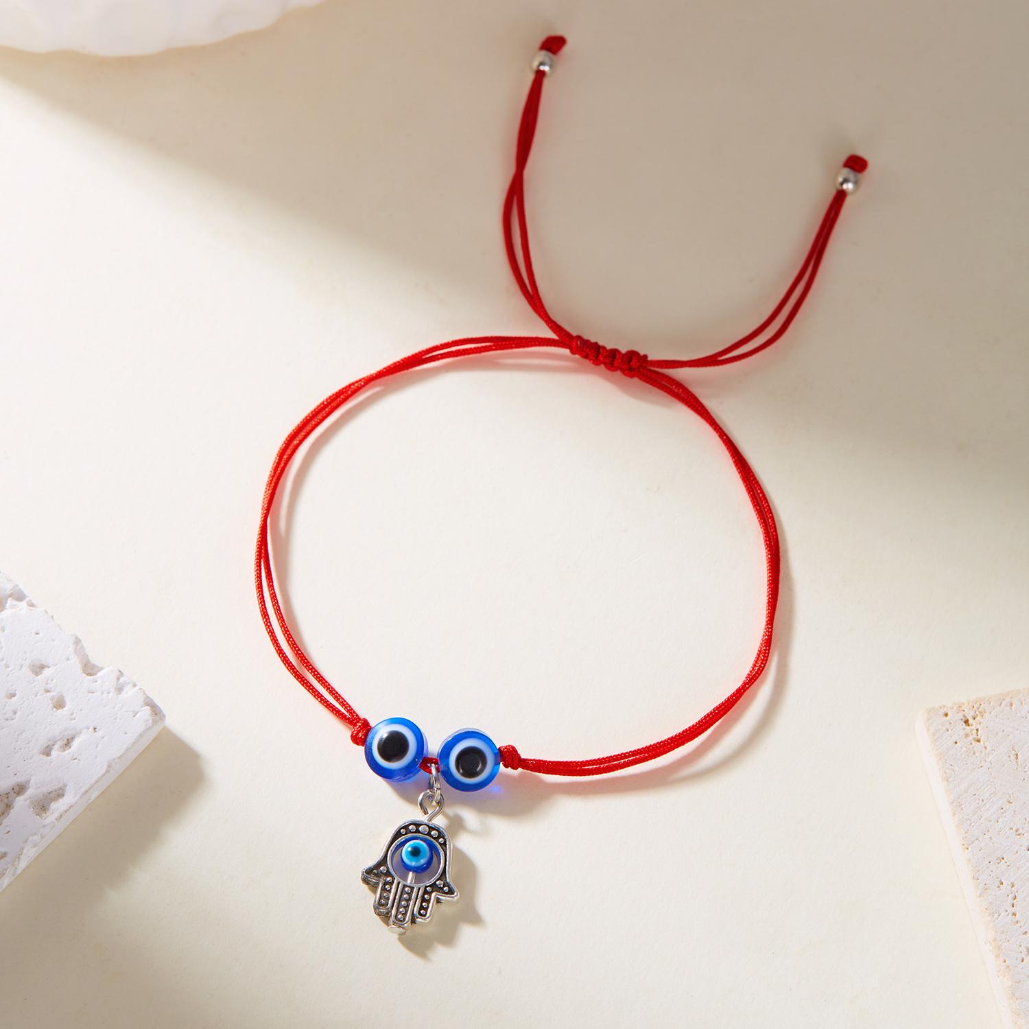 

Handmade Braided Lucky Red Rope Bracelets for Women Men Turkish Blue Evil Eye Palm Pendant Bracelets Amulet Friendship Jewelry