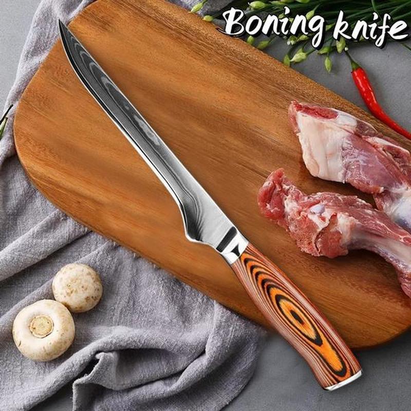

6-дюймовый нож для обвалки, японский нож для мясника, кухонный нож из дамасской стали, нож для рыбы, нож для пилинга, нарезки
