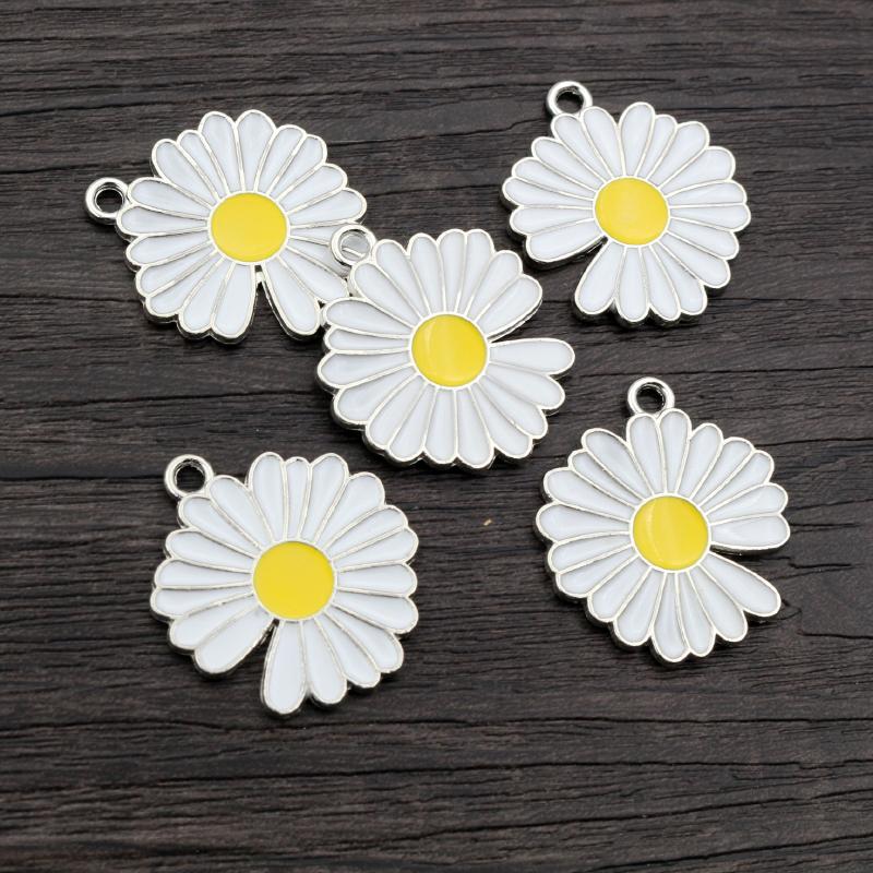 8pcs/lot Sunflower Rainbow Enamel Metal Charms Pendant for DIY Necklace Bracelet Jewelry Making Findings Supplies