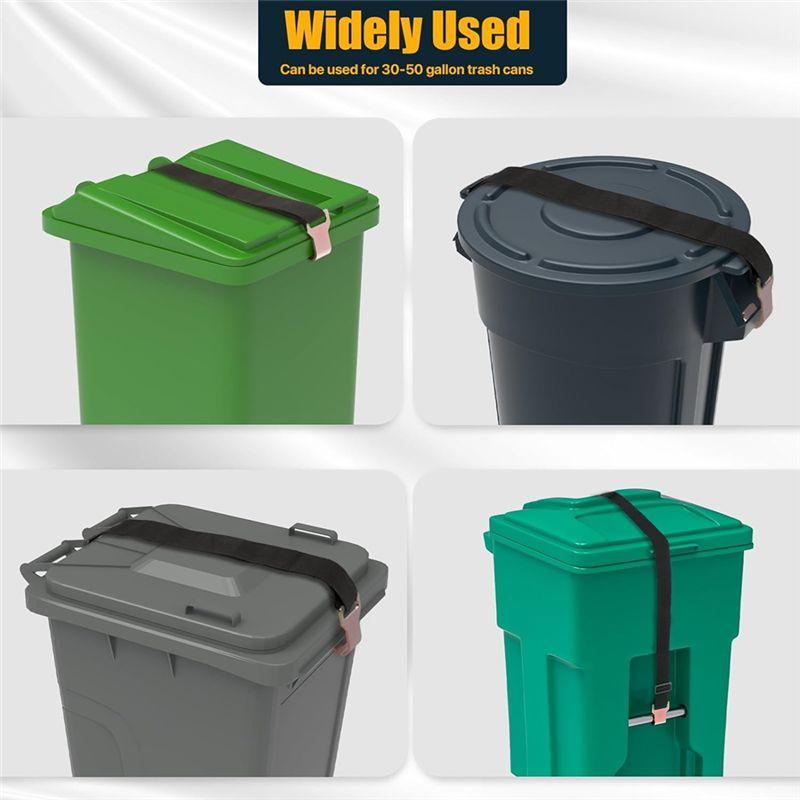 ABWR-Trash Can Lock,Garbage Can Lock For Animal Fits 30-50 Gallon Bin,Adjustable Trash Can Lid Lock/Strap With Metal Claw