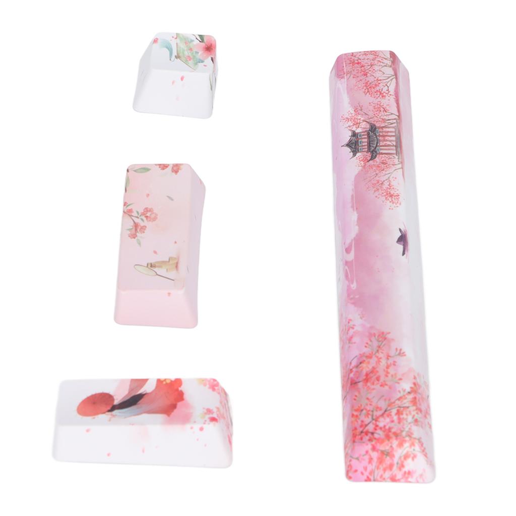 Keycap 4 Keys Peachblossom Beauty Pattern Space ESC Enter Numpad Enter DIY Keycaps Kit