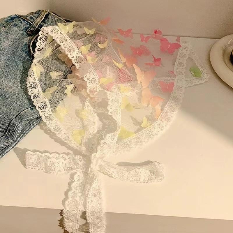 The New Summer Ins High-end Lace Headscarf Pastoral Style Baotou Triangle Scarf Headband Female Light Luxury Headdress Hair Accessories