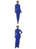 Elastic High-Neck Long-Sleeve Maxi Dress
